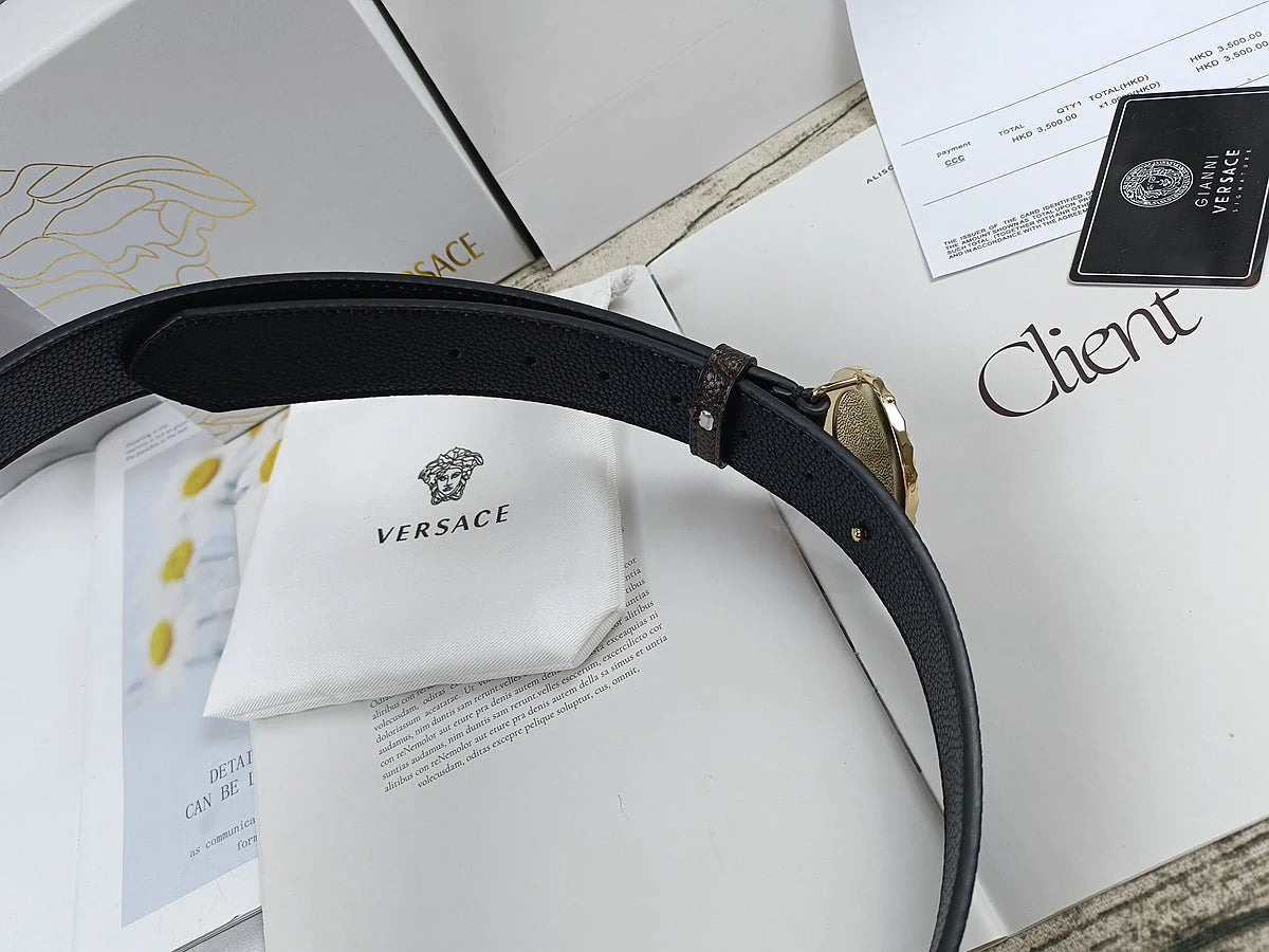 2025 4 Colors Trendy Round Buckle Leather Belt