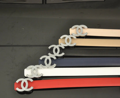 2025 6 color  double C pearl rhinestone belt