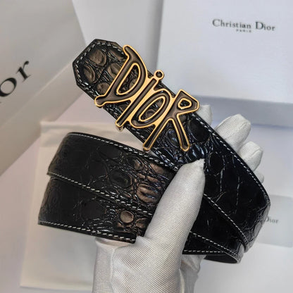 2025 Double-sided crocodile leather belt width 3.5cm