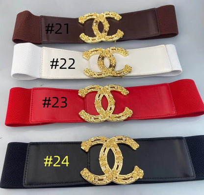 7CM elastic waistband, fashionable metal buckle dress suit jacket decoration belt