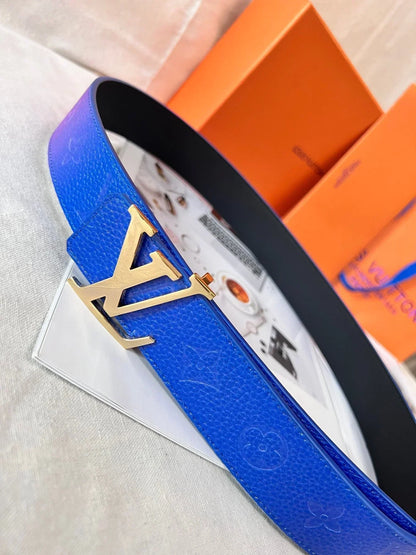 2025 belt Embossed cowhide double-sided belt width 4.0.