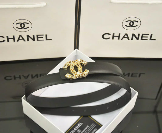 2025 6-color   double C hollow-out LOGO pearl belt