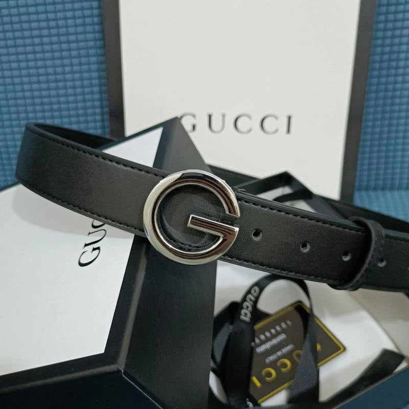 2025 3 Colors  Single G Black Leather Belt