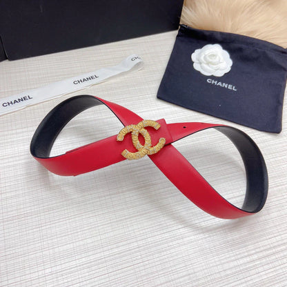 2025 Double-sided imported top layer calfskin plain weave belt Classic brick inlaid