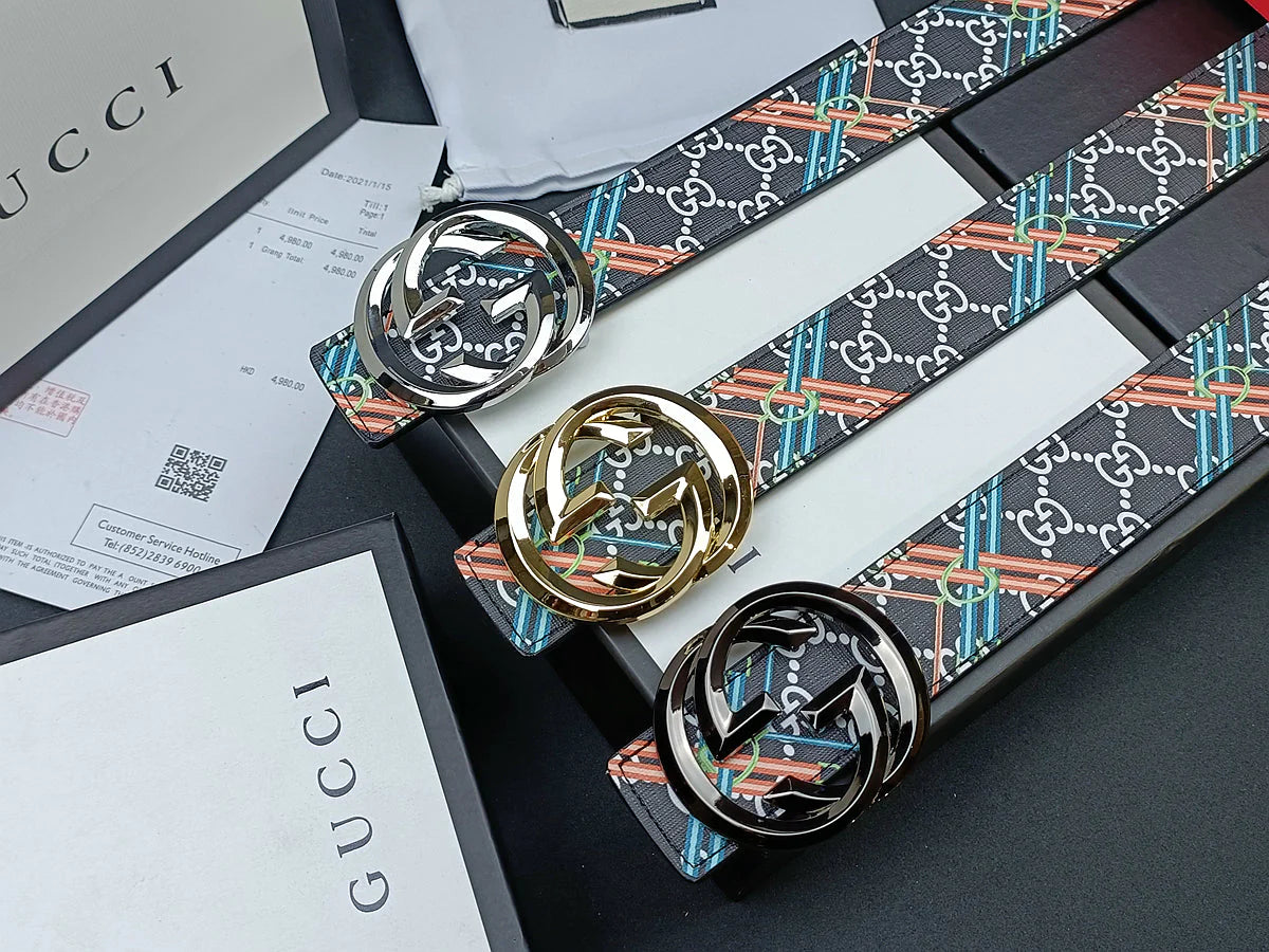 2025 3 Colors  double G stripe calico belt