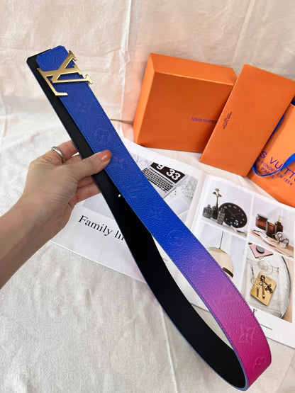 2025 belt Embossed cowhide double-sided belt width 4.0.