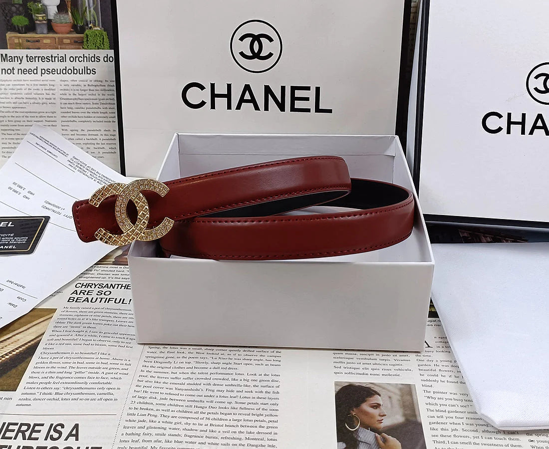 2025 5 Colors  Double C Rhinestone Belt