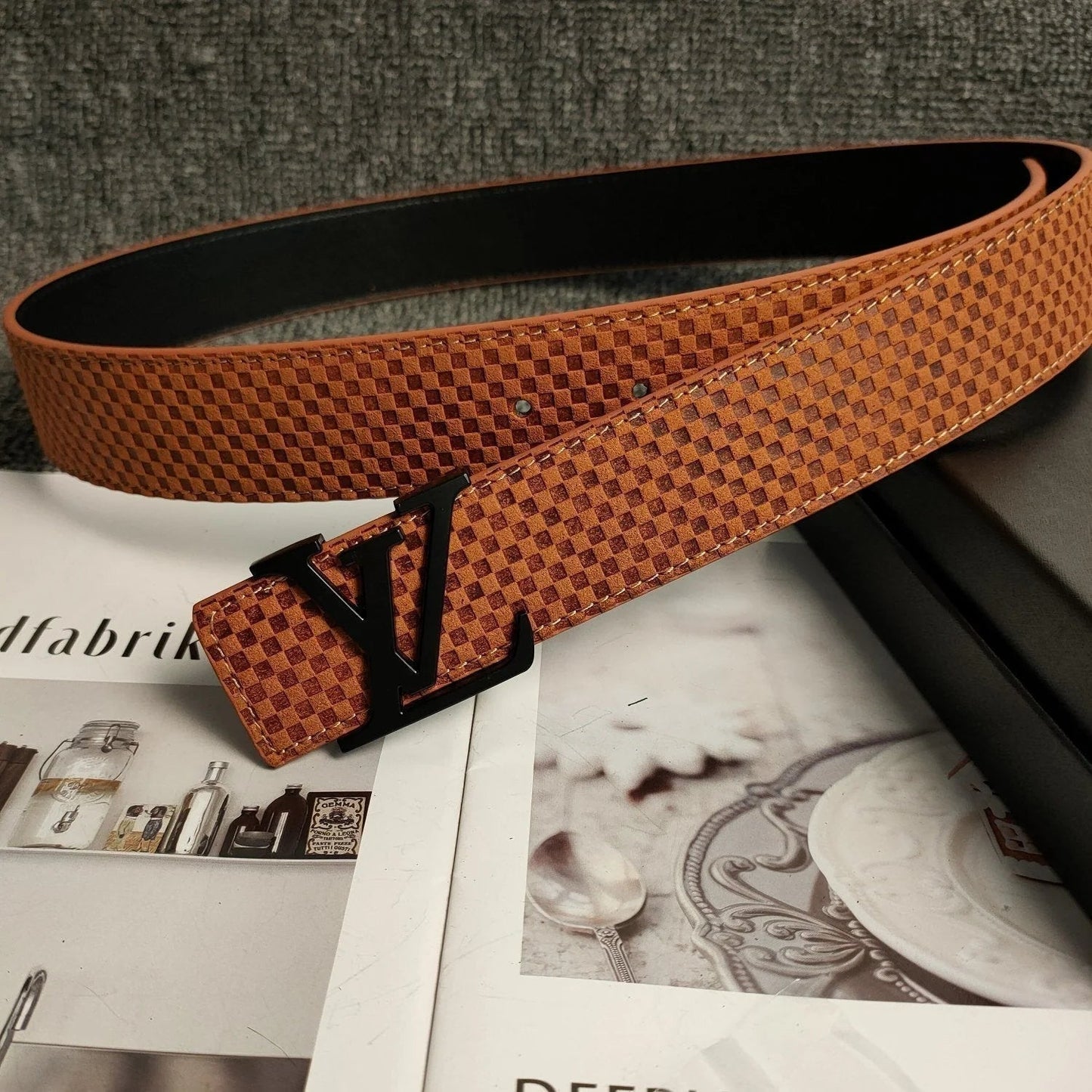2025 3 Colors  Orange Leather Belt