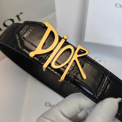 2025 Double-sided crocodile leather belt width 3.5cm