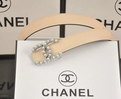 2025 6 color  double C pearl rhinestone belt