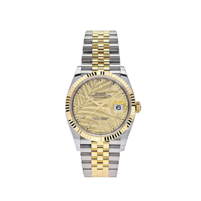 2025 Watch Datejust 126233 Stainless Steel Yellow Gold Palm Motif Dial Jubilee