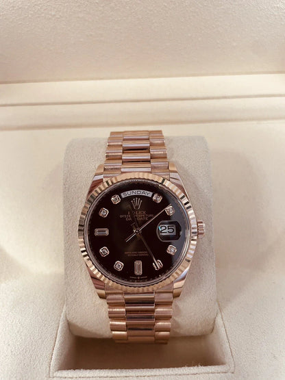 Day Date 36mm President 18k Rose Gold Brown Ombre Diamond 128235 ~ New WATCH